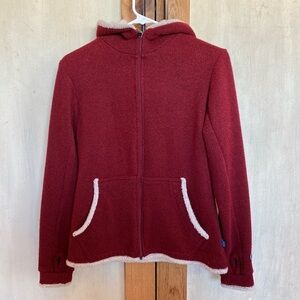 Khul Red Hooded Zip-Up Jacket with White Trim